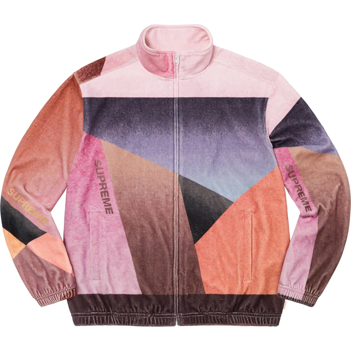 2023SS Supreme Geo Velour Track Jacket & Short Set-Up Pink